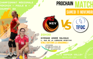 Match Régionale F : MEV 1F vs TFOC